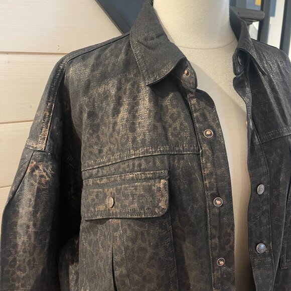 053 Free People x  OneTeaspoon Night Animal Longline Denim Shirt NWT Size Medium - Picture 9 of 11